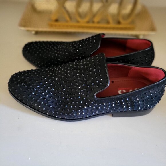 J75 Jump FALCO-B Dress Men's Black Studded Slip- On Loafers -US 6 - Picture 4 of 10